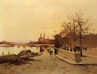 Eugene Galien-Laloue - Pont Sue La Seine Avec Une Vue Sur L ancien Trocadero